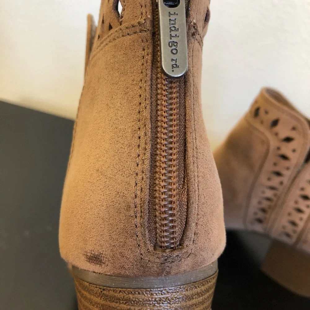 Indigo Rd Brown Faux Suede Cut Out Ankle Boots